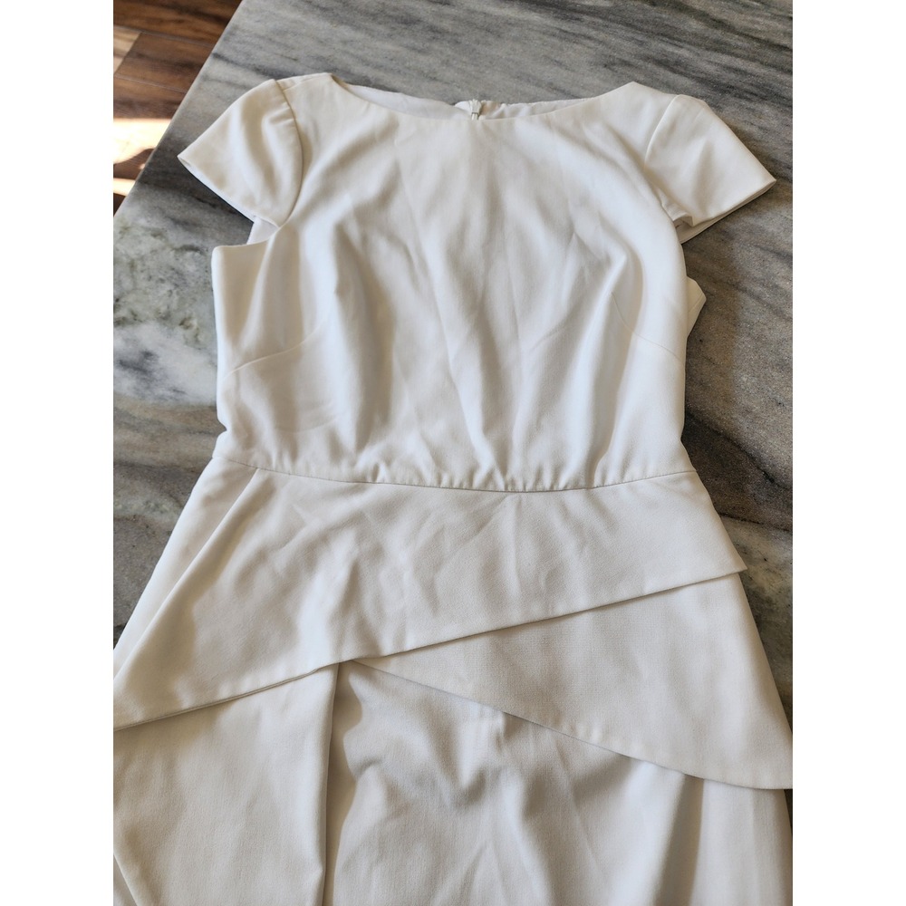 Vince Camuto Ivory White Peplum Sheath Dress Cap Sleeve Wedding Size 4
